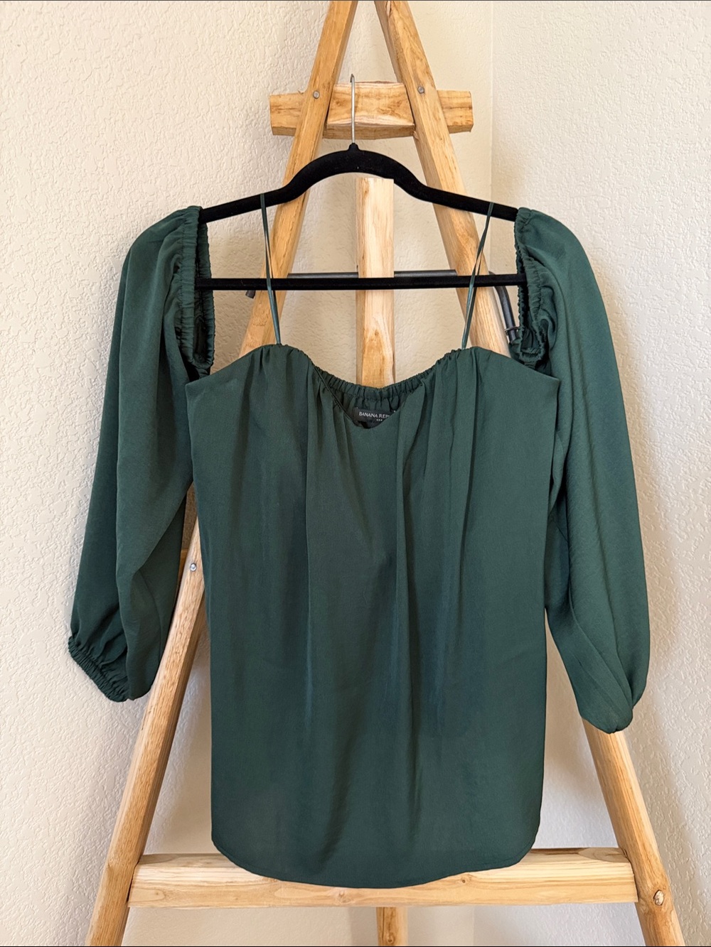 Banana Republic Dark Green Off-Shoulder Blouse